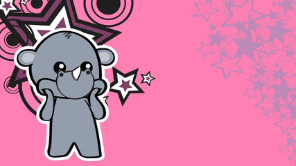 chibi kid rhino sticker cartoon background poster illustration in vector format