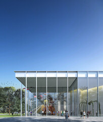 modern museum building with sky