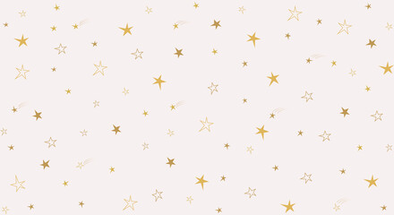 Abstract white modern seamless pattern with golden stars. Vector illustration.