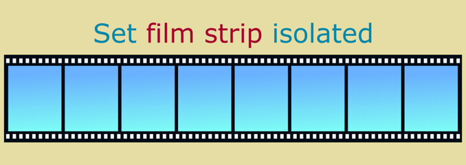 Film strip isolated vector icon. Retro picture with film strip icon. Film strip roll. Video tape photo film strip frame vector.