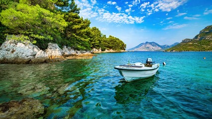 Widok na Adriatyk w Chorwacji o poranku - obrazy, fototapety, plakaty