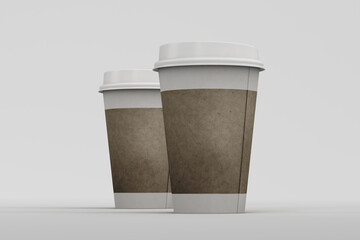 Paper cup mockup on white background.