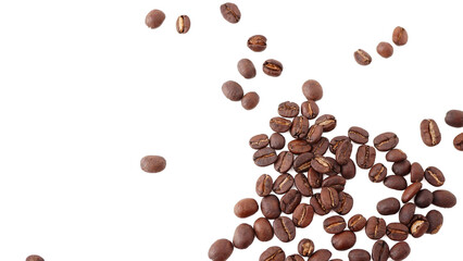 Roasted coffee beans isolated on white background. Coffee beans on white background.