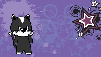 chibi kid cat sticker cartoon background poster illustration in vector format