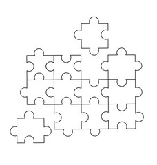 The pieces of the puzzle are flying apart. Puzzle black line