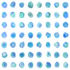 Hand painted watercolor blue distorted seamless pattern on white background