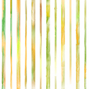 Hand painted watercolor multicolored stripe allover seamless pattern on white background