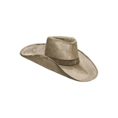 Cowboy hat. Watercolor hand-drawn illustration. Isolated object on a white background. Perfect for your design.