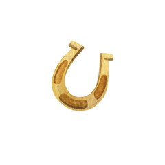 The golden horseshoe.  Watercolor hand-drawn illustration. Isolated object on a white background. Perfect for your design.