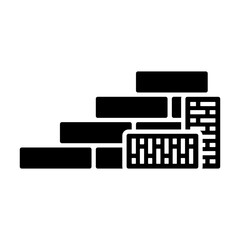 Brick icon. Brick wall. Black silhouette. Front side view. Vector simple flat graphic illustration. Isolated object on a white background. Isolate.