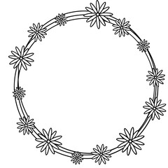 Flower round monogram frame svg, Daisy circle border svg