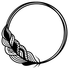 Feather roung monogram svg, Boho frame svg