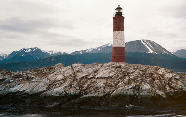 Faro Les Éclaireurs lighthouse in the Beagle Channel at southern tip of Argentina