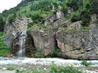 waterfall in the mountains