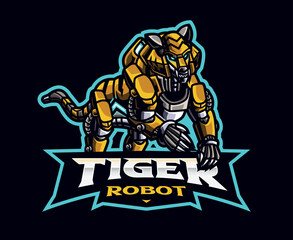Tiger robot mascot logo design