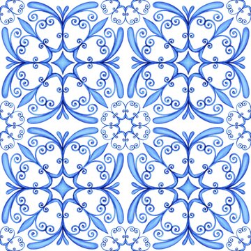 Tiles watercolor seamless pattern for textile fabric wallpaper printable