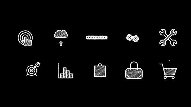 10 Animated Web and Shopping Icons Chalkboard Icons