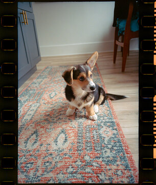 Corgi dog puppy on film