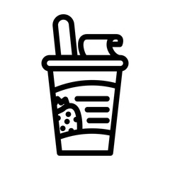 ice cream glass strawberry line icon vector. ice cream glass strawberry sign. isolated contour symbol black illustration