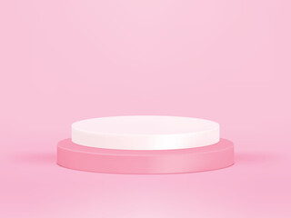Product display podium on pink background, 3D rendering podium. Vector Pink pastel podium minimal style .