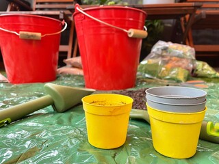 Doing gardening in the terrace