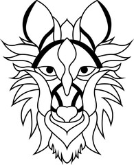 Cute animal face outline. Black and white line illustration for coloring book.
