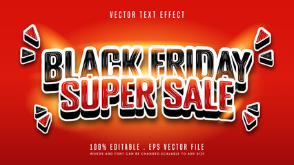 Black friday super sale 3d editable text effect font style