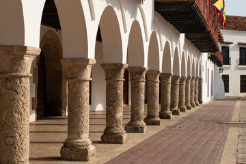 Detail of a colonial house. Typical balcony. Spanish colonial home.  cathedral. historical Center....