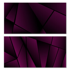 Abstract polygonal pattern. Set of two dark gradient polygonal backgrounds. Background design, cover, postcard, banner, wallpaper