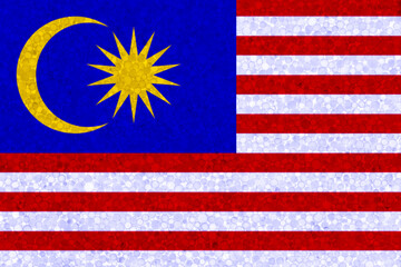 Malaysia flag on styrofoam texture. national flag painted on the surface of plastic foam