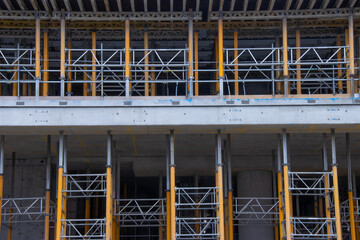 construction of a building with scaffolding