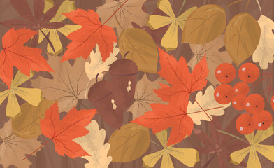 fallen autumn leaves in watercolor
