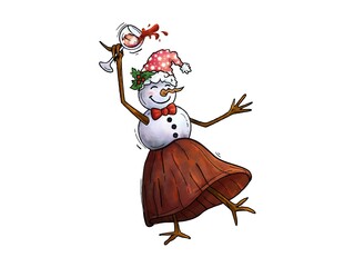 Snowgirl Wine Tipsy for christmas celebrate , newyears party