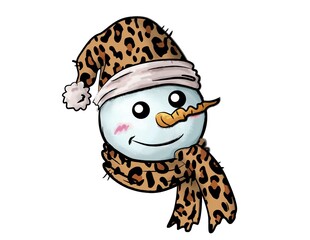 Leopard Snowman for christmas celebrate , newyears party, christmas boy, kids