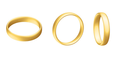 Set of golden realistic wedding ring Anniversary romantic surprise