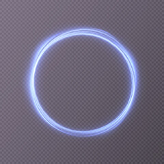Fototapeta na wymiar Light blue circle. Light effect round bright blue line. Glowing shiny circle. PNG. eps vector