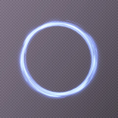 Light blue circle. Light effect round bright blue line. Glowing shiny circle. PNG. eps vector