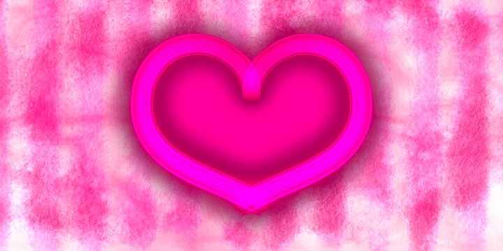 Pink Neon Heart On Irregular Background With Lines