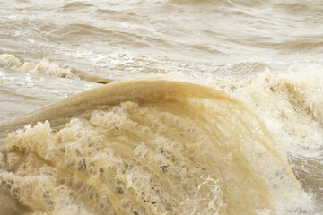 Flood. Rushing water waves. Natural disasters.