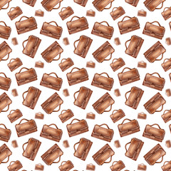 Seamless pattern with shopping bags on a white background.