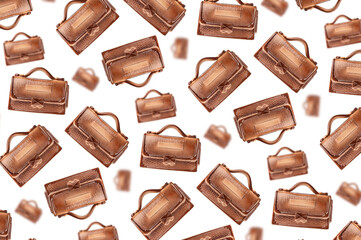 Seamless pattern with shopping bags on a white background.