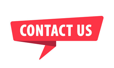 Contact Us - Banner, Speech Bubble, Label, Sticker, Ribbon Template. Vector Stock Illustration