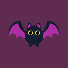 Bat cartoon in Halloween day. Cute bat mascot character cartoon icon illustration. Design isolated flat cartoon style.
