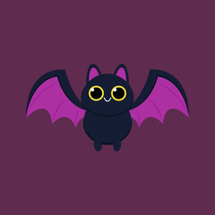 Bat cartoon in Halloween day. Cute bat mascot character cartoon icon illustration. Design isolated flat cartoon style.