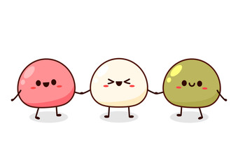 Cute Mochi cartoon vector. Mochi icon vector. Japanese rice dessert.
