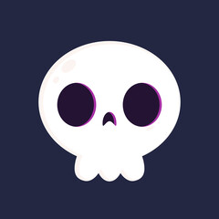 Black Skull on dark blue background. Skull icon. Halloween icon.