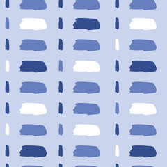 Monochrome blue brush strokes seamless pattern. Vector illustration. Perfect for print, scrapbooking, wallpaper, textile, fashion.