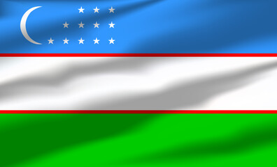 Vector Uzbekistan Flag Waving Realistic Flowing Flags