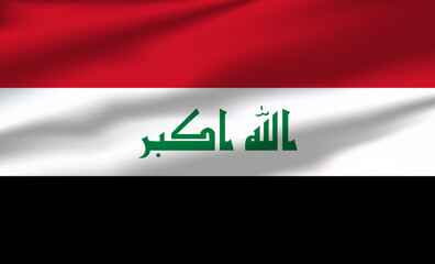 Vector Iraq Flag Waving Realistic Flowing Flags