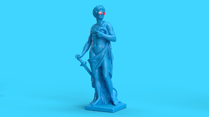 antique sculpture of a man in glasses 3D render